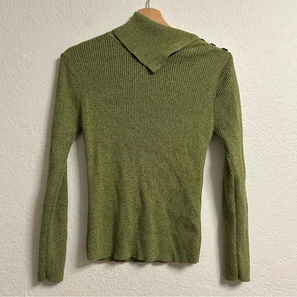 Reference Point Sweaters - Vintage Olive Green Ribbed Knit Sweater by Reference Point - Size S